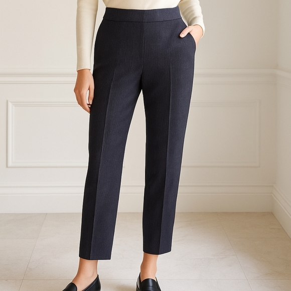 Babaton Conan Atelier Career Wool Cashmere Blend Pants Mini Stripe Navy/Gray 0 - Picture 3 of 12